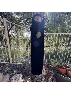 VTG Laundry by Shelli Women's Petite Long Slinky Black Velour  Low Back Dress